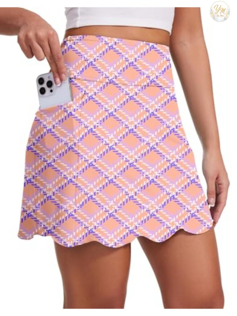 Womens 16" Golf Skort with Pockets Scalloped Hem Athletic Tennis Skirt